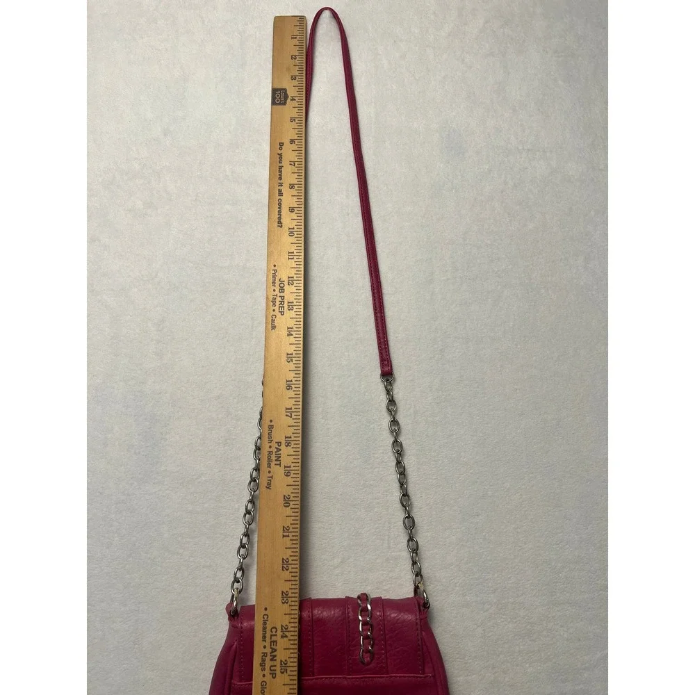 Charming Charlie Small Crossbody Bag Pink Faux Leather Chain Detail Y2K Style